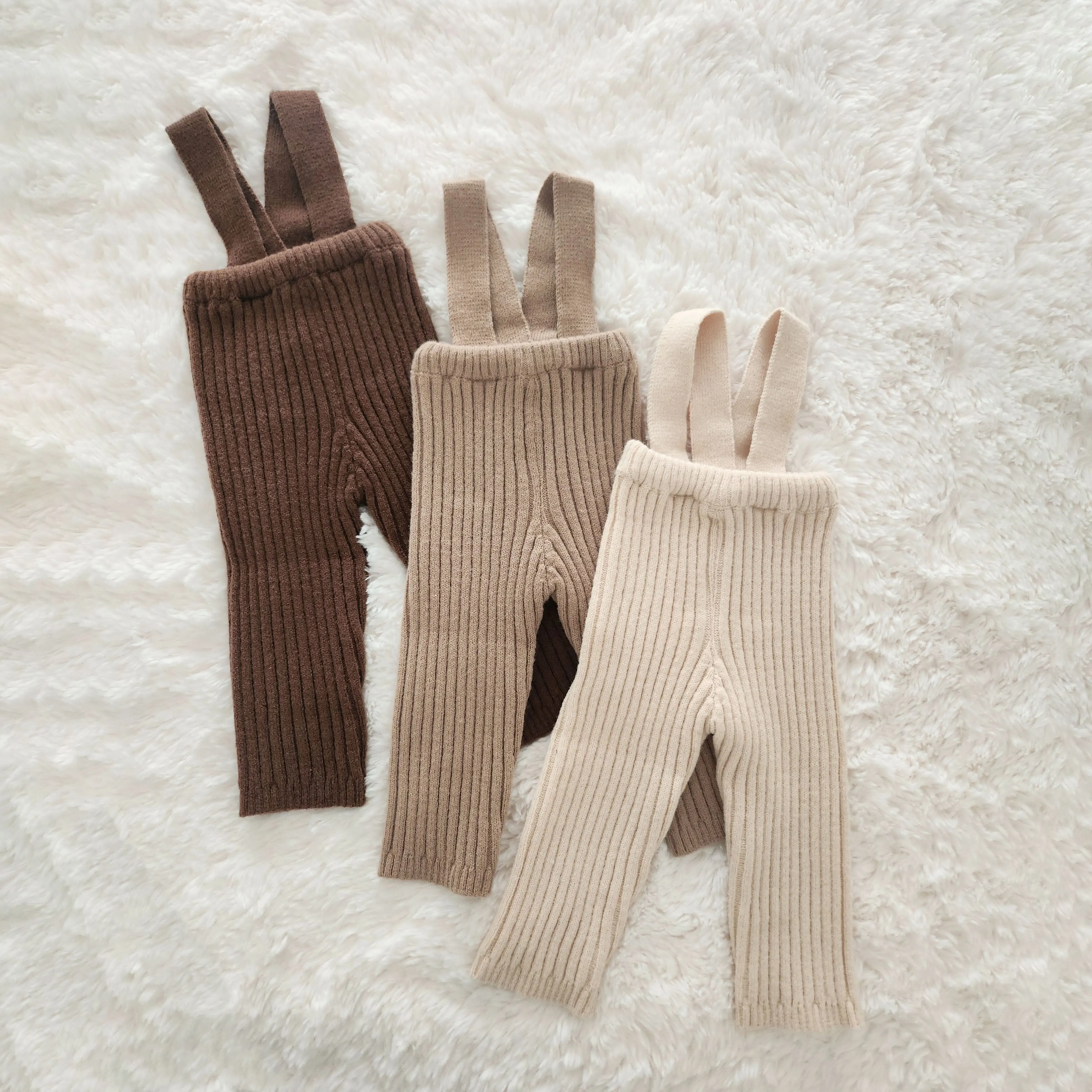 Baby Rib-Knit Suspender Pants (8-24m) - 3colors