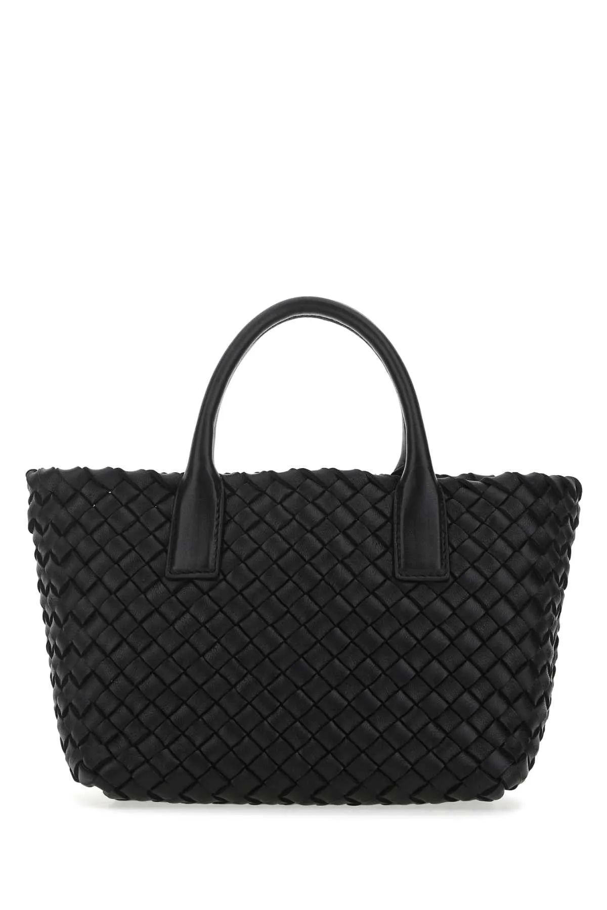 Bottega Veneta Black Leather Mini Cabat Handbag