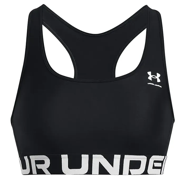 bra Under Armour HeatGear Authentics Mid - Black/White - women´s