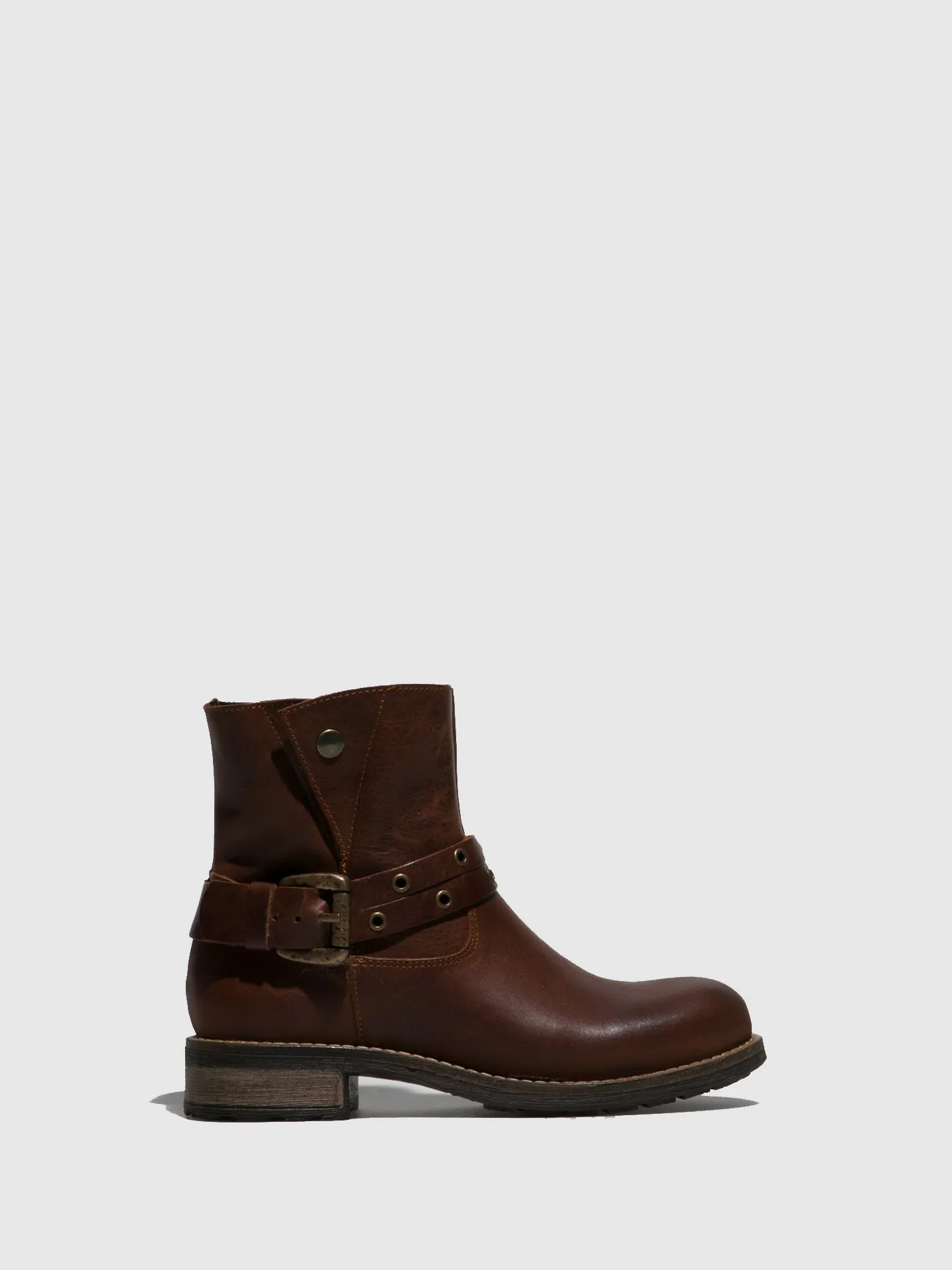Brown Buckle Ankle Boots