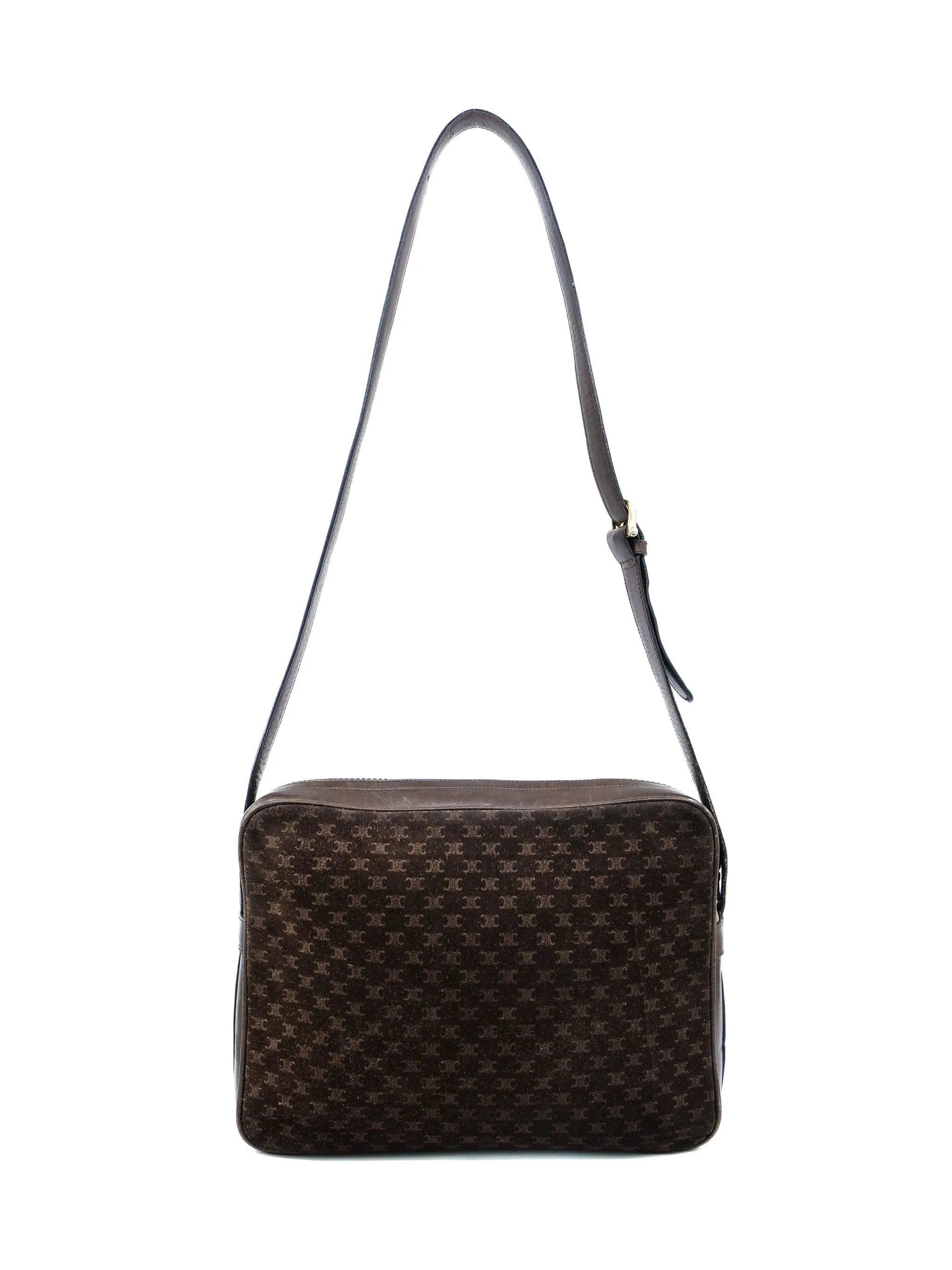 Celine Triomphe Suede Monogram Shoulder Bag
