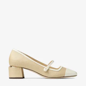 Elisa 45 Latte/Natural Raffia Pumps