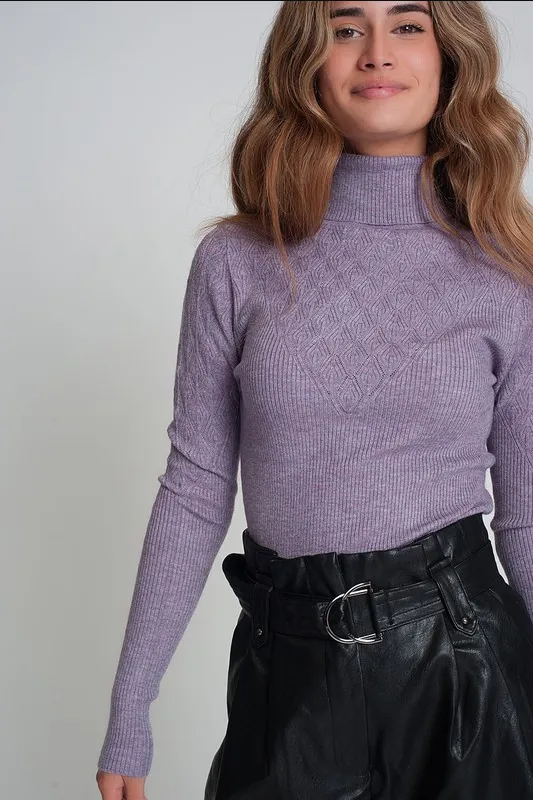 Lavender Diamond Knit Turtleneck