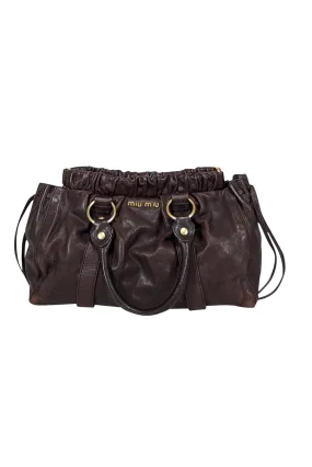 Miu Miu - Brown Leather Gathered Handbag