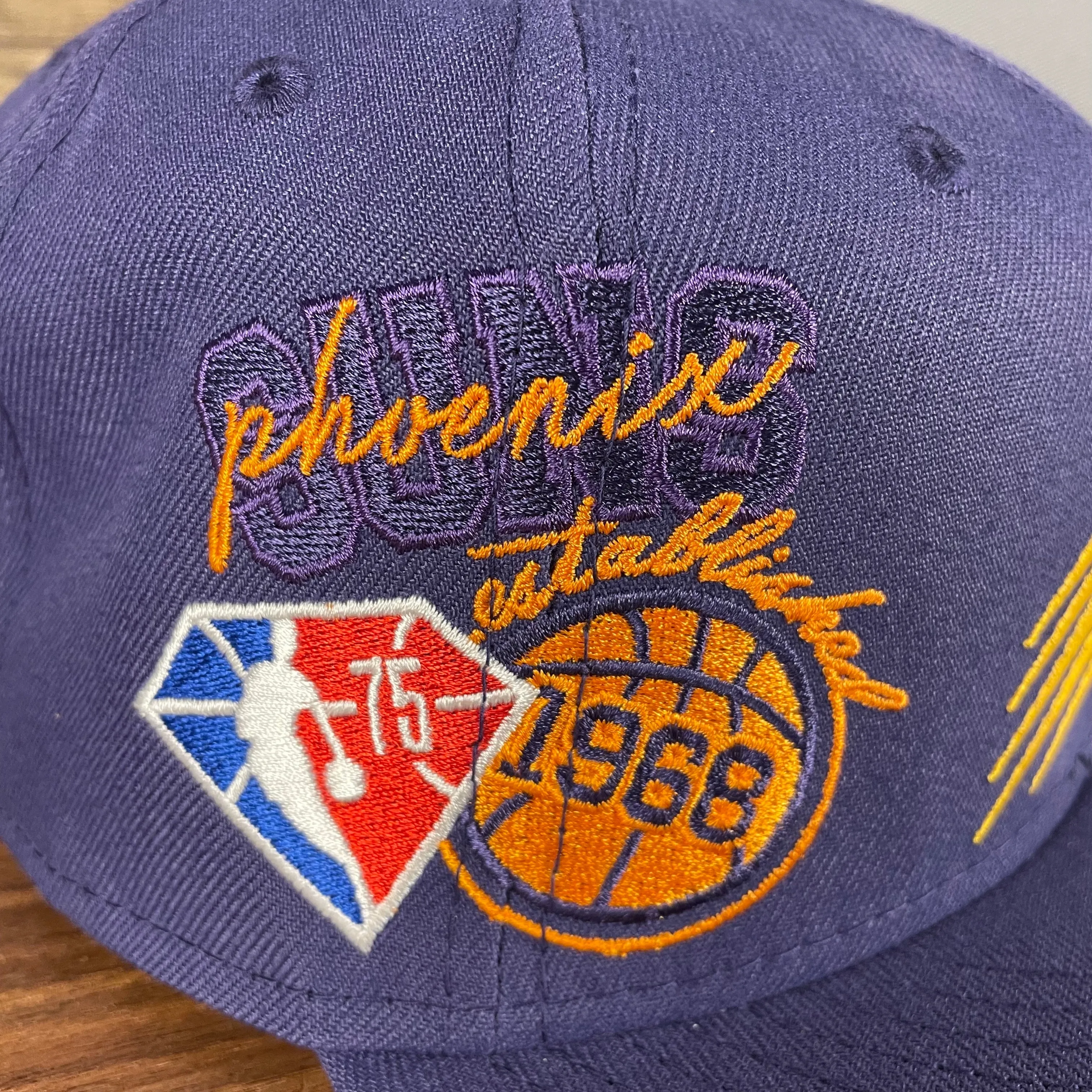 Phoenix Suns NBA 75th Anniversary Side Patch Gray Bottom Purple 9Fifty Snapback Hat | Back Half