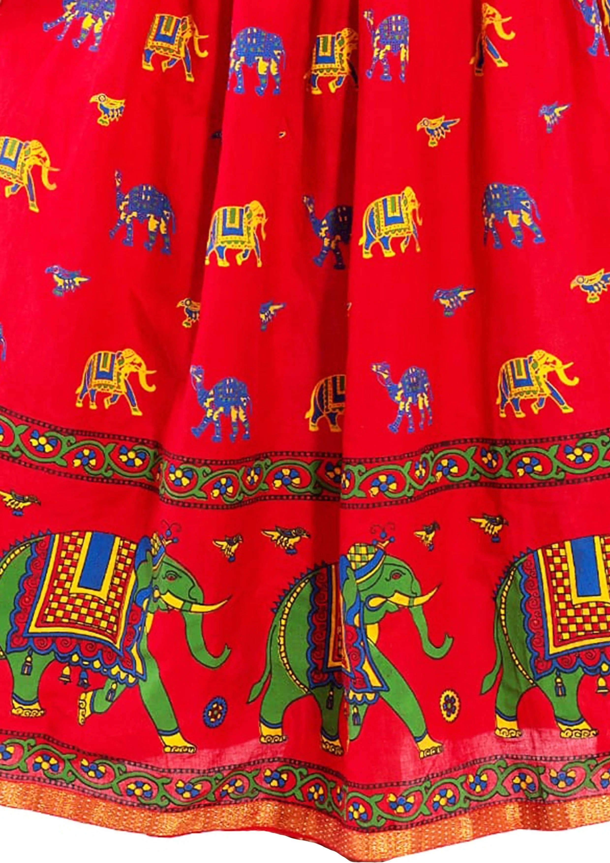 Red Ethnic Print Maxi Skirt