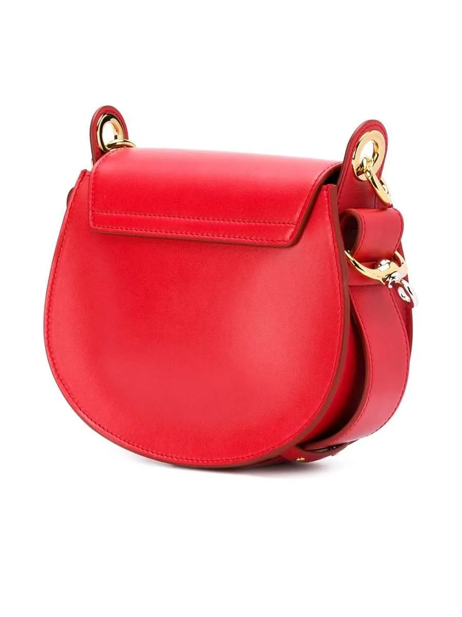 Small Tess Plaid Red Leather Crossbody Bag