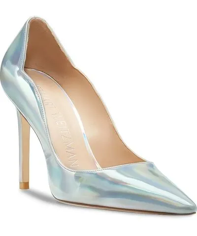 Stuart Weitzman 100 Womens Patent Leather Scalloped Pumps