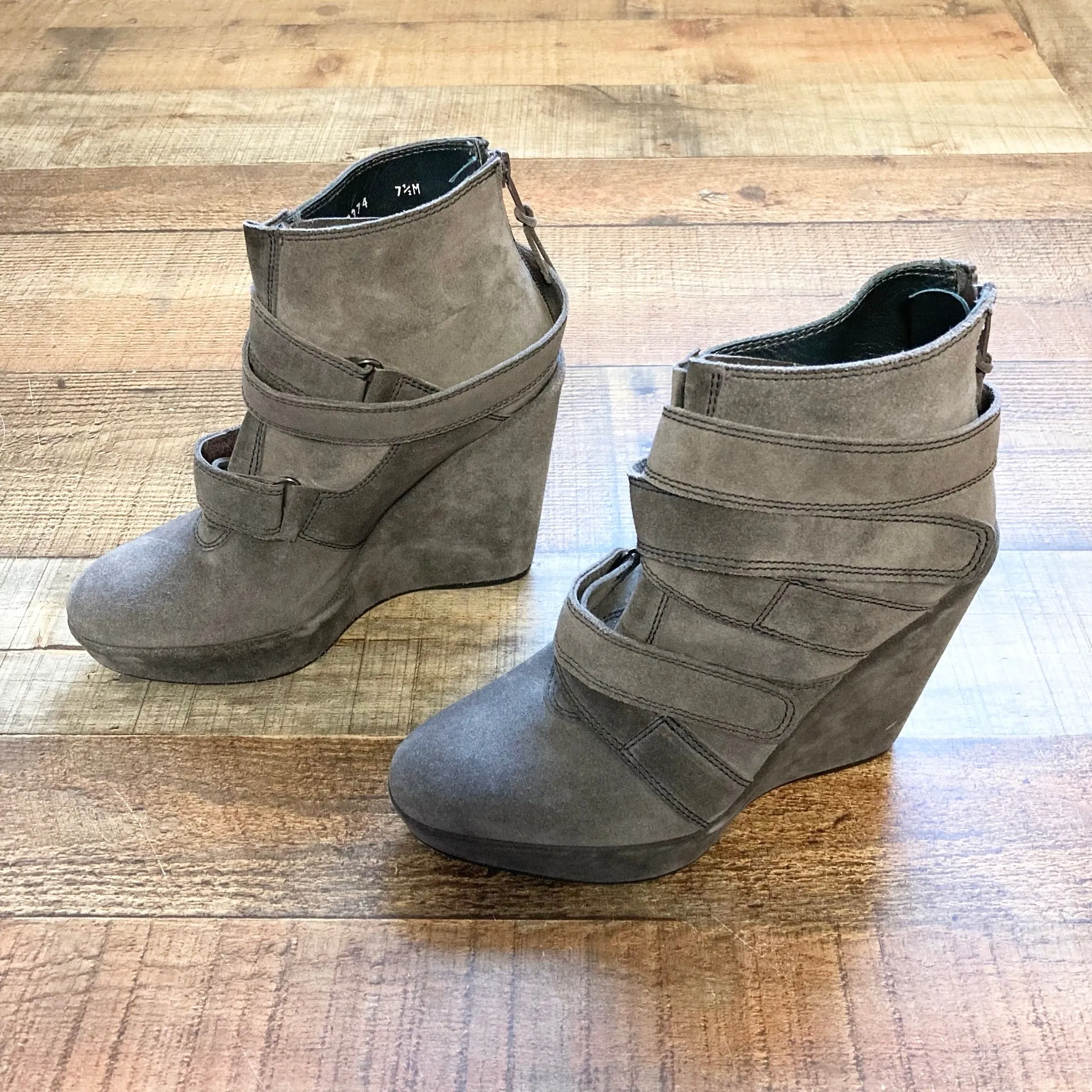 Stuart Weitzman Suede Wedge Booties- Size 7.5 (see notes)