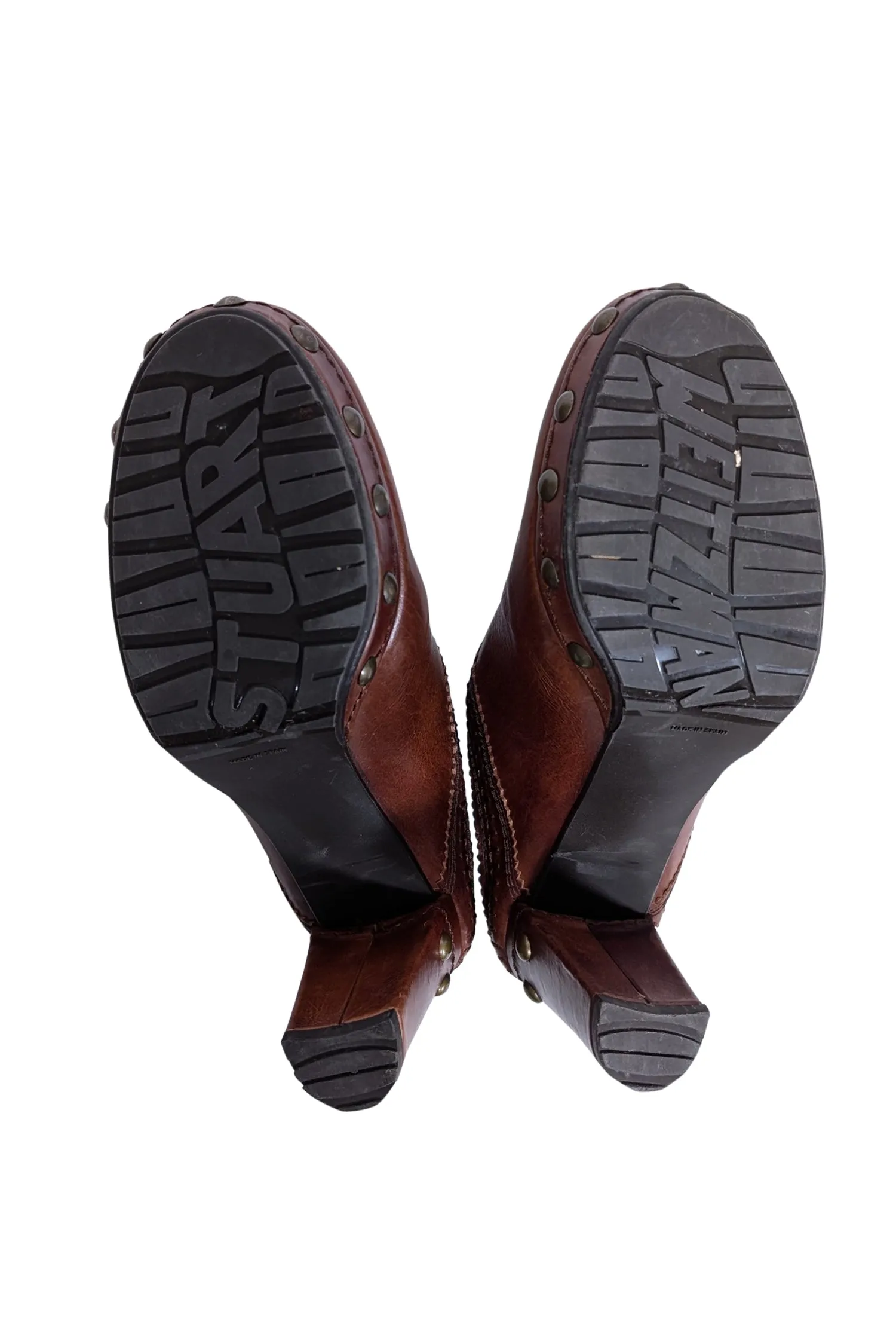 Stuart Weitzman - Tan Leather Heeled Clogs Sz 8