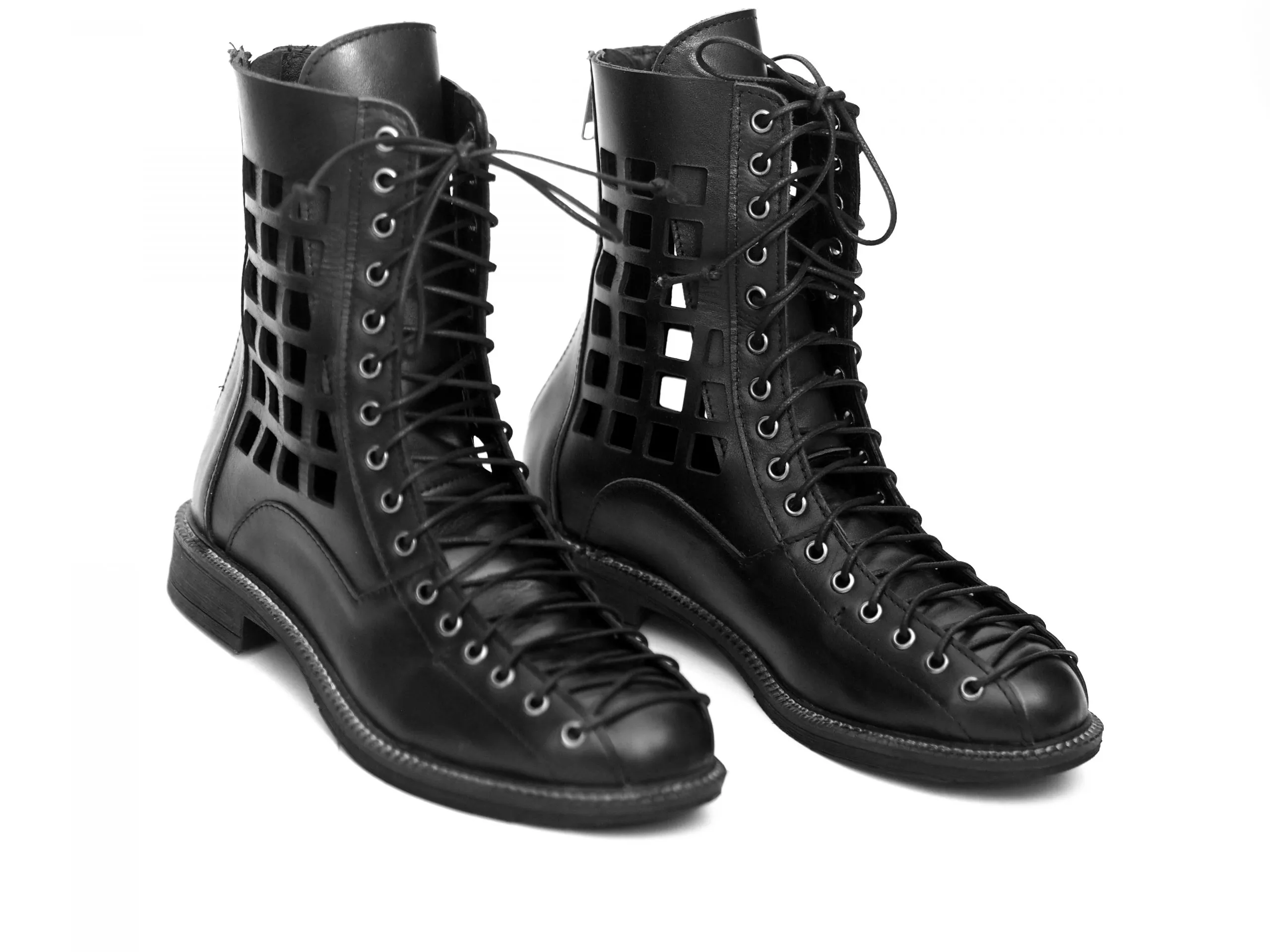 Women genuine leather boots/summer genuine leather boots/black genuine leather boots/spring summer boots/Black genuine leather s